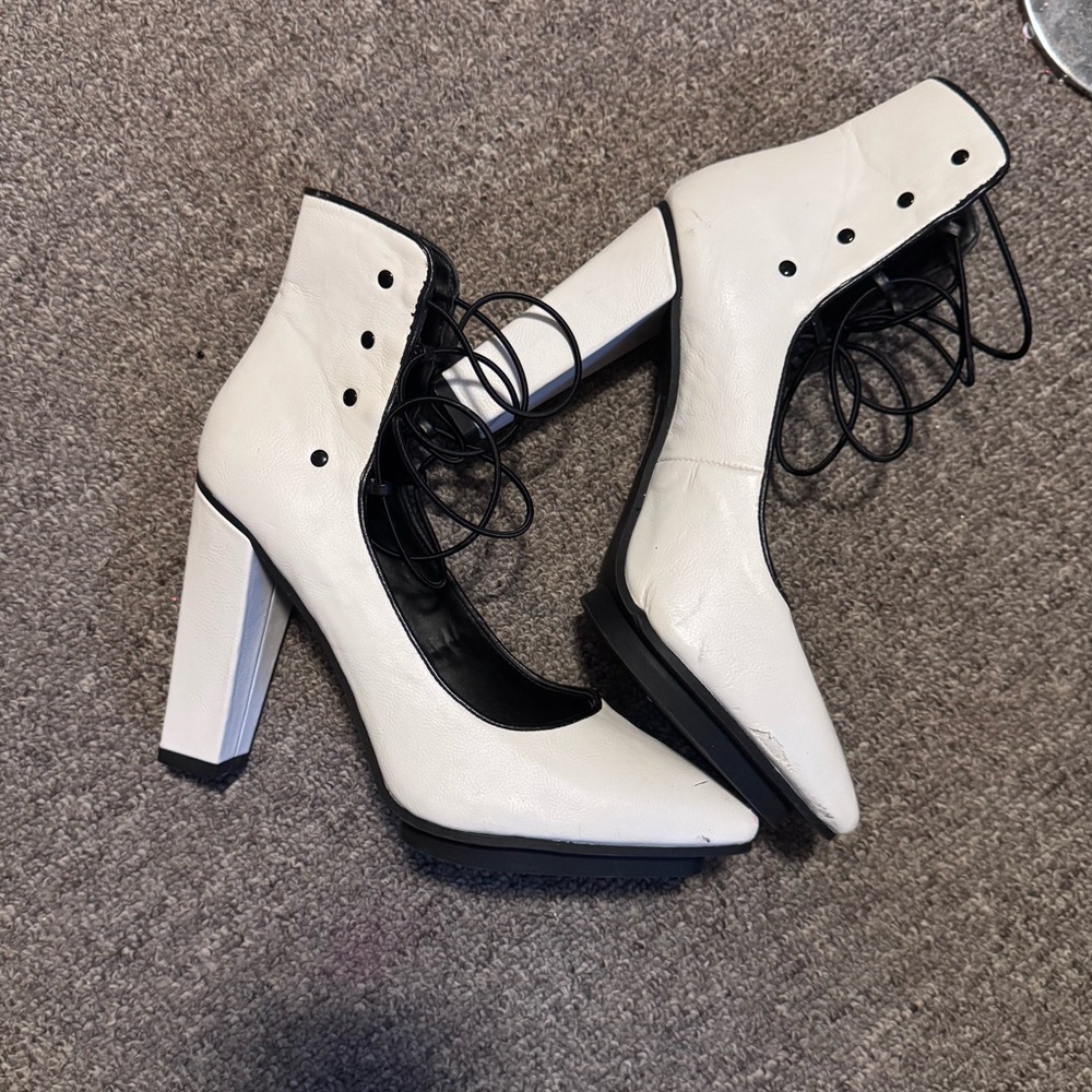 Forever 21 White Lace-Up Heels